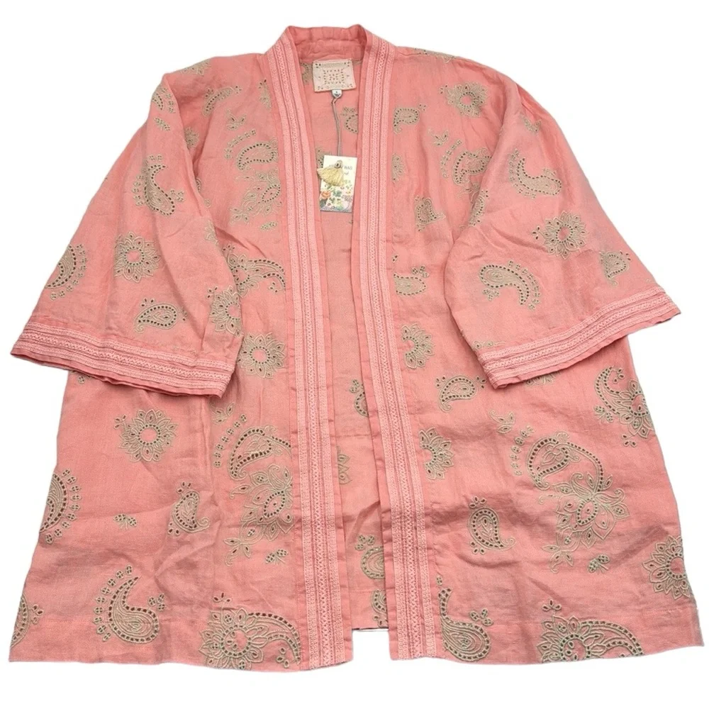 Johnny Was Faye Eyelet Embroidered Kimono Size Large - Picture 4 of 15